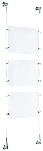 (3) 11 X 8.5 Sign Holders With Wall Mount Cable - Clear