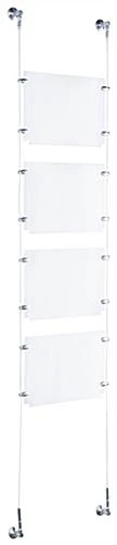 (4) 11 X 8.5 Sign Holders With Wall Mount Cable - Clear
