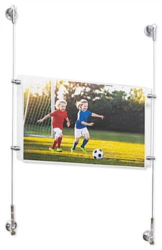 17 X 11 Sign Holder With Wall Mount Cable - Clear 2 17 X 11 Sign Holder With Wall Mount Cable - Clear - Image 2