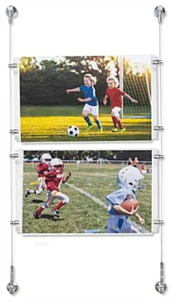 (2) 17 X 11 Sign Holders With Wall Mount Cable - Clear -UZI Business Furniture Shop cab17111x2w.ra3 preview
