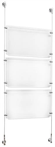 (3) 17 X 11 Sign Holders With Wall Mount Cable - Clear