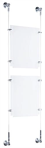(2) 8.5 X 11 Sign Holders With Wall Mount Cable - Clear