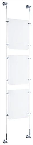 (3) 8.5 X 11 Sign Holders With Wall Mount Cable - Clear