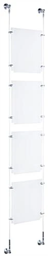 (4) 8.5 X 11 Sign Holders With Wall Mount Cable - Clear