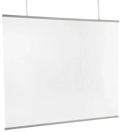 Vinyl Sneeze Shield With Aluminum Snap Rails, Ceiling Hanging - Clear