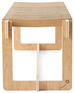 60" W Slatted Bench With Collapsible Design, Eco-Friendly Poplar Wood - Natural -UZI Business Furniture Shop dbsben1.ra5 preview