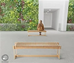 60" W Slatted Bench With Collapsible Design, Eco-Friendly Poplar Wood - Natural