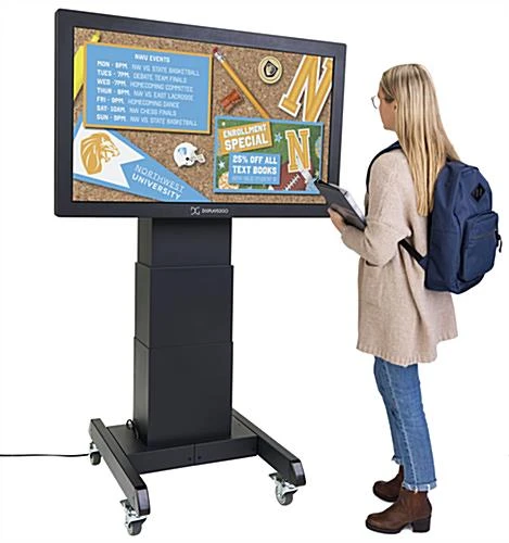 Motorized TV Stand W/ Wheels, 43-100" Screens, Height Adjustable, Tilting - Black 10 Motorized TV Stand W/ Wheels, 43-100" Screens, Height Adjustable, Tilting - Black - Image 10