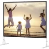 140 X 104 Projector Screen With Stand, 174-inch Retractable Screen - Black
