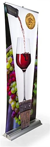 Retractable 3D Effect Banner Stand, Custom Graphics, Inverted Pyramid Panel - Silver