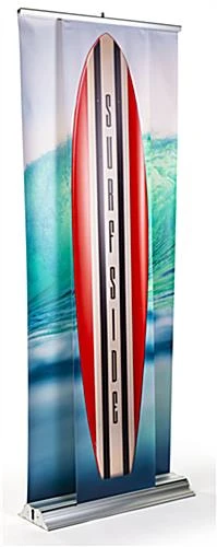 Retractable 3D Effect Banner Stand, Custom Graphic, Slim Front Panel - Silver
