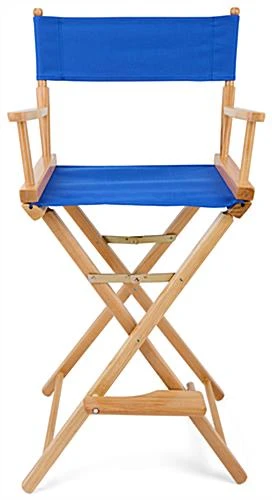 Folding Directors Chair, Folding, 29" High Canvas Seat - Blue 2 Folding Directors Chair, Folding, 29" High Canvas Seat - Blue - Image 2