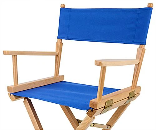 Folding Directors Chair, Folding, 29" High Canvas Seat - Blue 4 Folding Directors Chair, Folding, 29" High Canvas Seat - Blue - Image 4