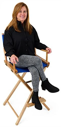 Folding Directors Chair, Folding, 29" High Canvas Seat - Blue 6 Folding Directors Chair, Folding, 29" High Canvas Seat - Blue - Image 6