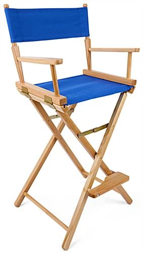 Folding Directors Chair, Folding, 29" High Canvas Seat - Blue 1 Folding Directors Chair, Folding, 29" High Canvas Seat - Blue