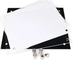 Workshop Series 8.5 X11 Office Door Sign W/ Acrylic Plates, Standoffs & Film - Black -UZI Business Furniture Shop dsign8511bk.ra5 preview