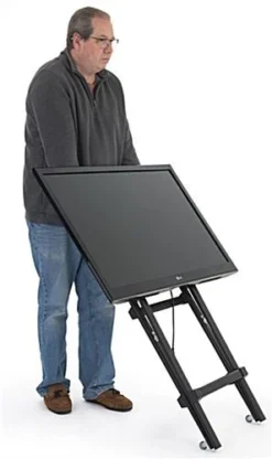 41"H Mobile Folding TV Easel With Wheels & Grip Handles For Monitors 32"-55" - Black -UZI Business Furniture Shop dssfdbk.ra6 preview