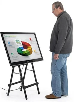 41"H Mobile Folding TV Easel With Wheels & Grip Handles For Monitors 32"-55" - Black -UZI Business Furniture Shop dssfdbk.ra7 preview