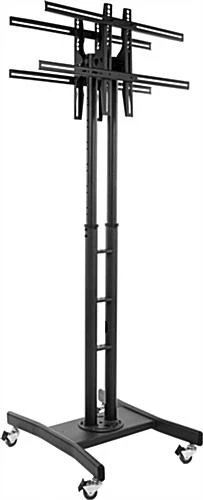 Dual TV Stand, Fits 2 Monitors 32”-65”, Double-Sided - Black