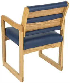 Waiting Room Chair With Light Oak Finish & Smooth Upholstery - Blue -UZI Business Furniture Shop dw11lovb.ra2 preview