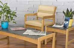 Waiting Room Chair With Light Oak Finish & Smooth Upholstery – Cream -UZI Business Furniture Shop dw11lovc.renv preview