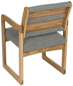 19.5" Seat Height Waiting Room Chair, Medium Oak Finish & Fabric Upholstery - Gray -UZI Business Furniture Shop dw11mocg.ra2 preview