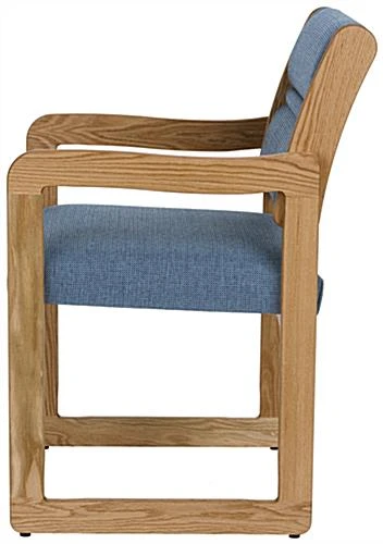 19.5" Seat Height Waiting Room Chair, Medium Oak Finish & Fabric Upholstery - Blue 2 19.5" Seat Height Waiting Room Chair, Medium Oak Finish & Fabric Upholstery - Blue - Image 2