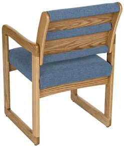 19.5" Seat Height Waiting Room Chair, Medium Oak Finish & Fabric Upholstery - Blue 6 19.5" Seat Height Waiting Room Chair, Medium Oak Finish & Fabric Upholstery - Blue -UZI Business Furniture Shop dw11mopb.ra2 preview