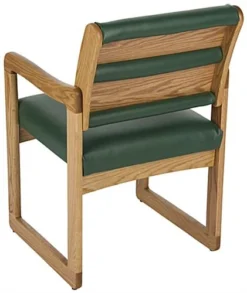 19.5" Seat Height Waiting Room Chair, Medium Oak Finish & Vinyl Upholstery - Green -UZI Business Furniture Shop dw11movg.ra2 preview