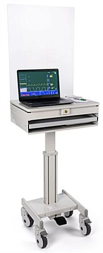 Medical Laptop Cart With Sneeze Shield, Acrylic, Screw-On - Clear 3 Medical Laptop Cart With Sneeze Shield, Acrylic, Screw-On - Clear - Image 3