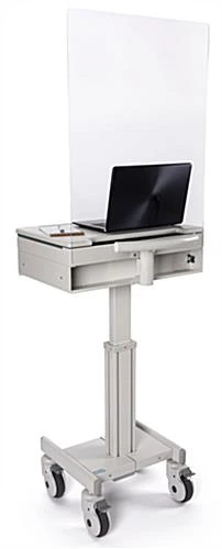 Medical Laptop Cart With Sneeze Shield, Acrylic, Screw-On - Clear