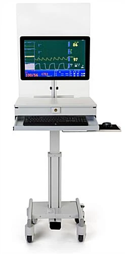 Medical Computer Cart With Sneeze Shield, Acrylic, Screw-On – Gray 3 Medical Computer Cart With Sneeze Shield, Acrylic, Screw-On – Gray - Image 3