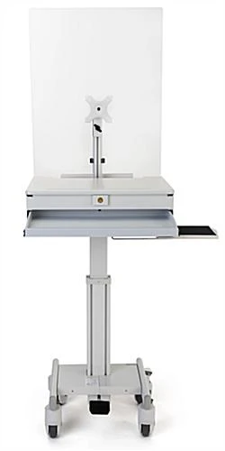 Medical Computer Cart With Sneeze Shield, Acrylic, Screw-On – Gray 4 Medical Computer Cart With Sneeze Shield, Acrylic, Screw-On – Gray - Image 4