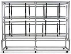 Video Wall Stand For (8) 49" - 55" TV Screens, Double-Sided, Wheels - Silver -UZI Business Furniture Shop dxvwall2x2.ra2 preview