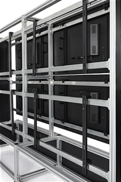 Video Wall Stand For (8) 49" - 55" TV Screens, Double-Sided, Wheels - Silver -UZI Business Furniture Shop dxvwall2x2.ra4 preview