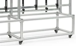 Video Wall Stand For (8) 49" - 55" TV Screens, Double-Sided, Wheels - Silver -UZI Business Furniture Shop dxvwall2x2.ra5 preview