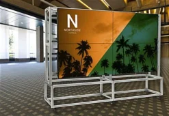 Video Wall Stand For (8) 49" - 55" TV Screens, Double-Sided, Wheels - Silver -UZI Business Furniture Shop dxvwall2x2.ra6 preview