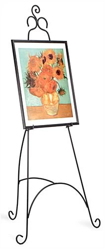 Floor Easel With Ornate Details, Height Adjustable Hooks, 18 X 76 Inches - Black