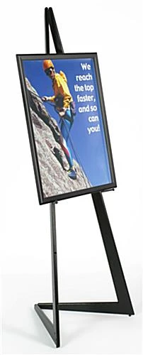 22 X 28 Poster Frame With Bifold Floor Easel, Height Adjustable Display Pegs - Black