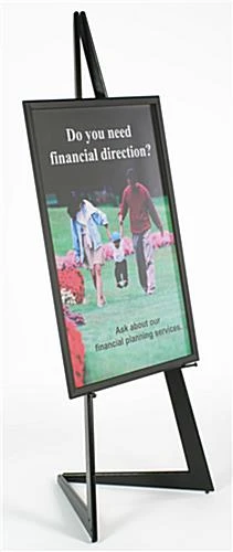 24 X 36 Poster Frame With Bifold Floor Easel, Height Adjustable Display Pegs - Black