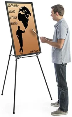 24” X 36” Poster Frame W/ Floor Easel, Adjustable Height - Black -UZI Business Furniture Shop eassf2436b.renv preview