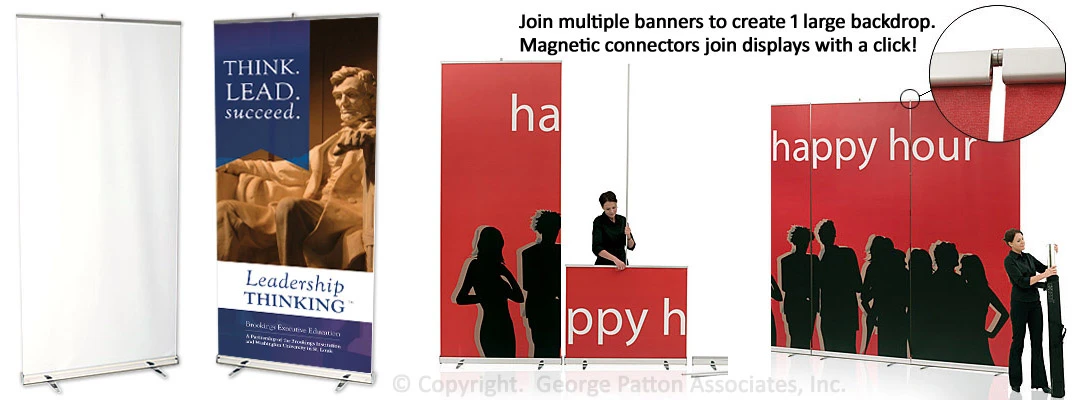 Retractable Banner Stand With 47 X 118-Inch Custom Printed Graphic - Silver 1 Retractable Banner Stand With 47 X 118-Inch Custom Printed Graphic - Silver