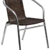 Flash Furniture 17” Seat Height Rattan & Metal Indoor/Outdoor Chair – Dark Brown