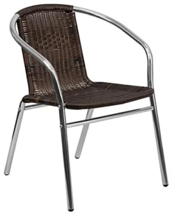 Flash Furniture 17” Seat Height Rattan & Metal Indoor/Outdoor Chair – Dark Brown