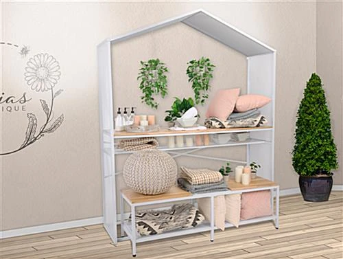 67"w X 40"h Bar Table W/ Mesh Canopy, Storage Shelf, Wood Countertop - White 10 67"w X 40"h Bar Table W/ Mesh Canopy, Storage Shelf, Wood Countertop - White - Image 10