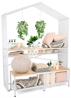 67"w X 40"h Bar Table W/ Mesh Canopy, Storage Shelf, Wood Countertop - White 16 67"w X 40"h Bar Table W/ Mesh Canopy, Storage Shelf, Wood Countertop - White -UZI Business Furniture Shop fdcasalc.ra4 preview