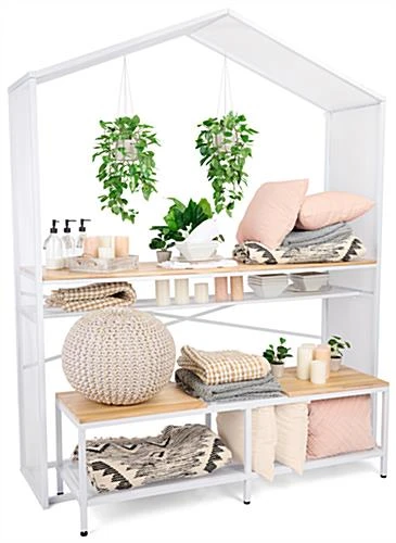 67"w X 40"h Bar Table W/ Mesh Canopy, Storage Shelf, Wood Countertop - White 7 67"w X 40"h Bar Table W/ Mesh Canopy, Storage Shelf, Wood Countertop - White - Image 7