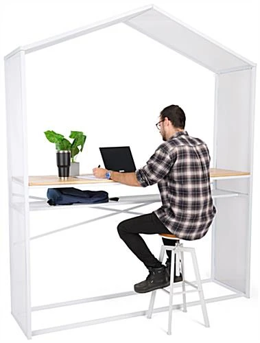 67"w X 40"h Bar Table W/ Mesh Canopy, Storage Shelf, Wood Countertop - White 2 67"w X 40"h Bar Table W/ Mesh Canopy, Storage Shelf, Wood Countertop - White - Image 2