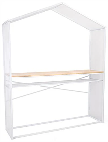 67"w X 40"h Bar Table W/ Mesh Canopy, Storage Shelf, Wood Countertop - White 1 67"w X 40"h Bar Table W/ Mesh Canopy, Storage Shelf, Wood Countertop - White