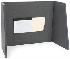 50" W X 20" H Tri-Fold Fabric Desk Divider W/ Pocket - Gray
